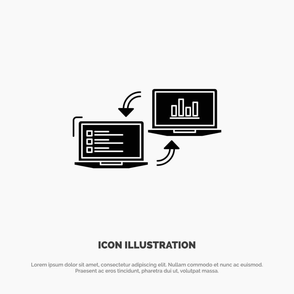 échanger des compléments d'affaires informations de données de connexion vecteur d'icône de glyphe solide