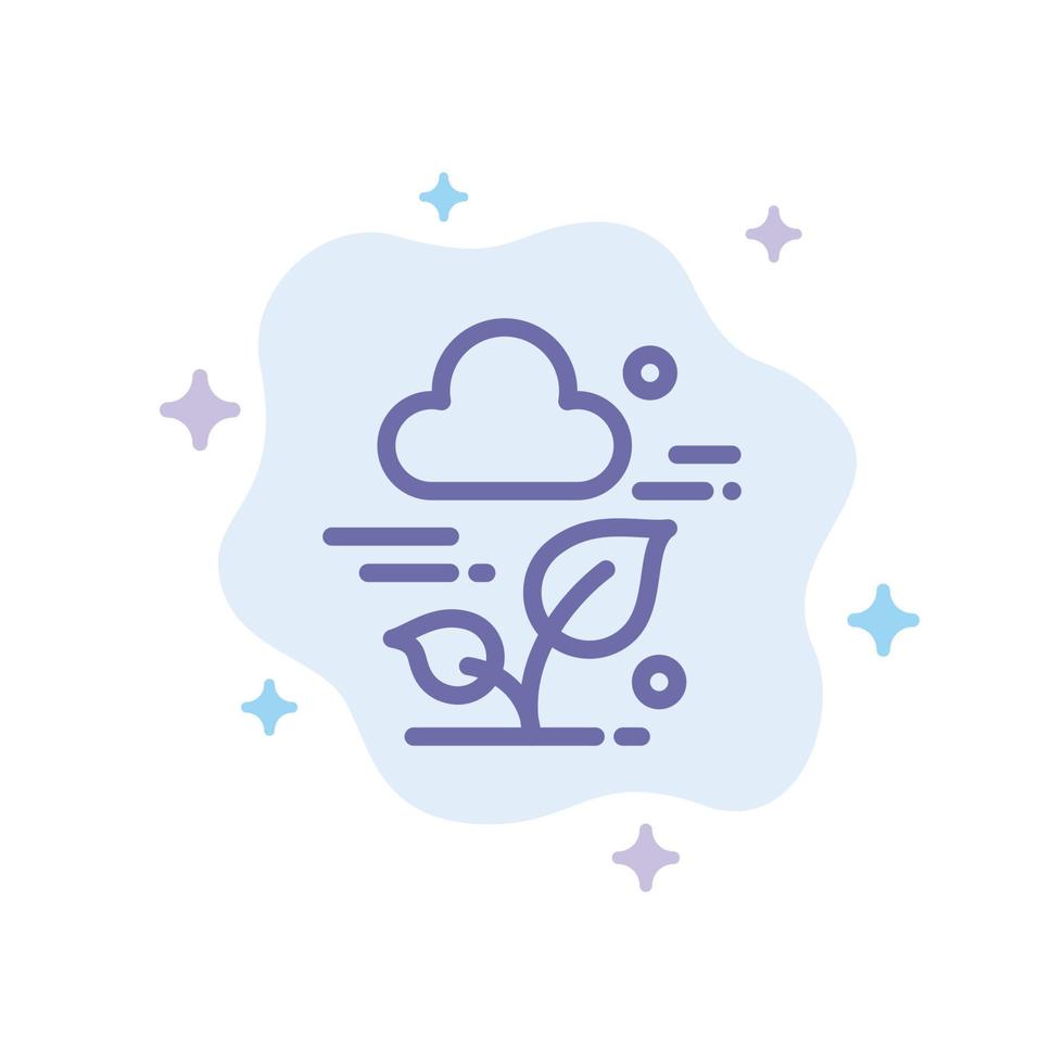 icône bleue de la technologie des feuilles de nuage de plantes sur fond de nuage abstrait vecteur