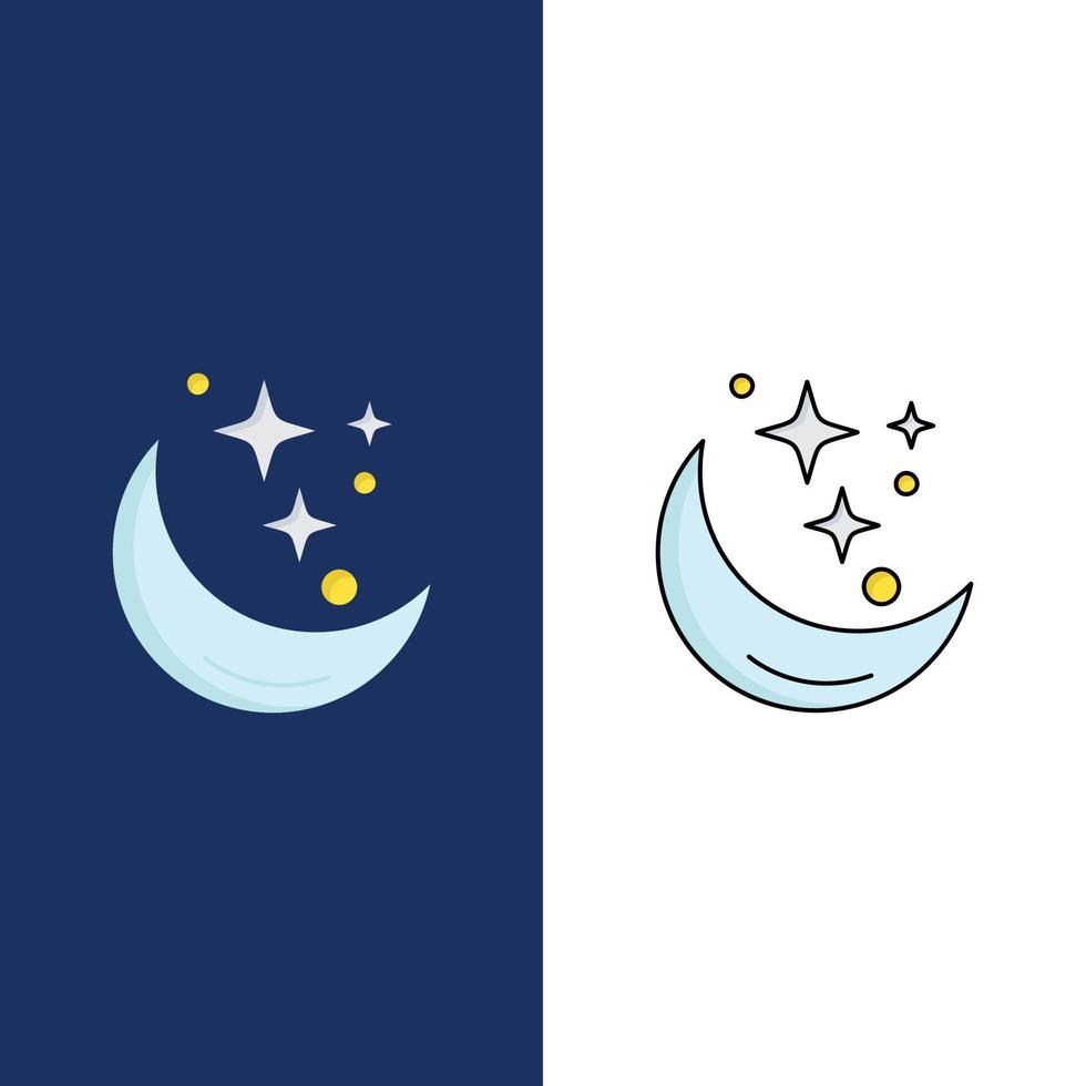 lune nuit étoile météo espace plat couleur icône vecteur