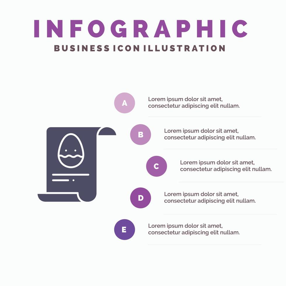 fichier données oeuf de pâques solide icône infographie 5 étapes présentation arrière-plan vecteur