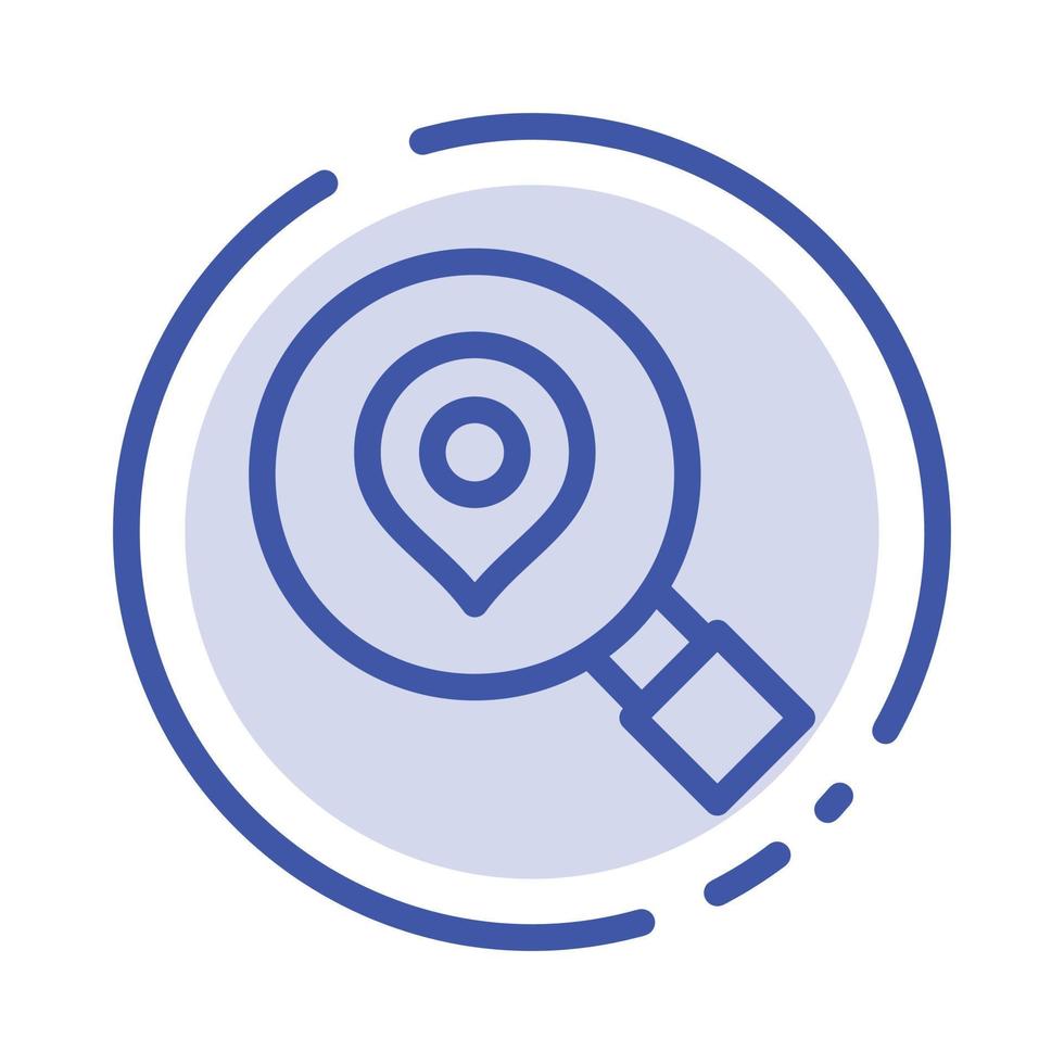 recherche emplacement de la carte de recherche icône de ligne en pointillé bleu vecteur