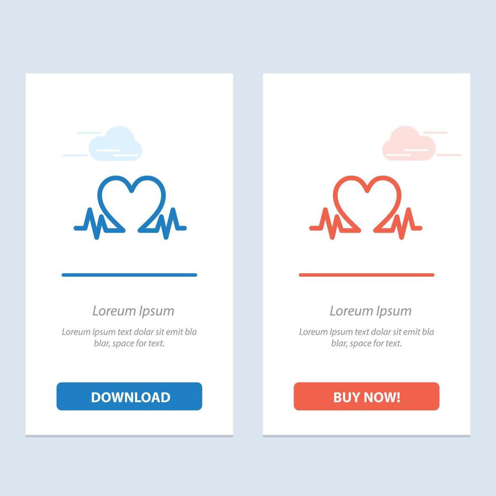 battement de coeur amour coeur mariage bleu et rouge télécharger et acheter maintenant modèle de carte de widget web vecteur