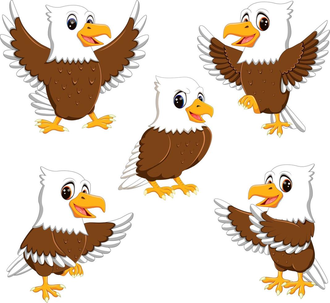 collection de l'aigle fringant dans les différentes poses et expressions vecteur