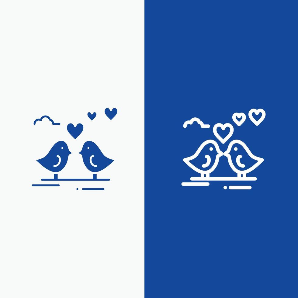 mariée amour mariage coeur ligne et glyphe icône solide bannière bleue ligne et glyphe icône solide bannière bleue vecteur
