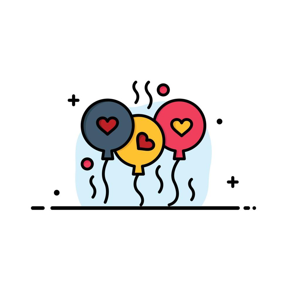 ballon amour coeur mariage entreprise logo modèle plat couleur vecteur
