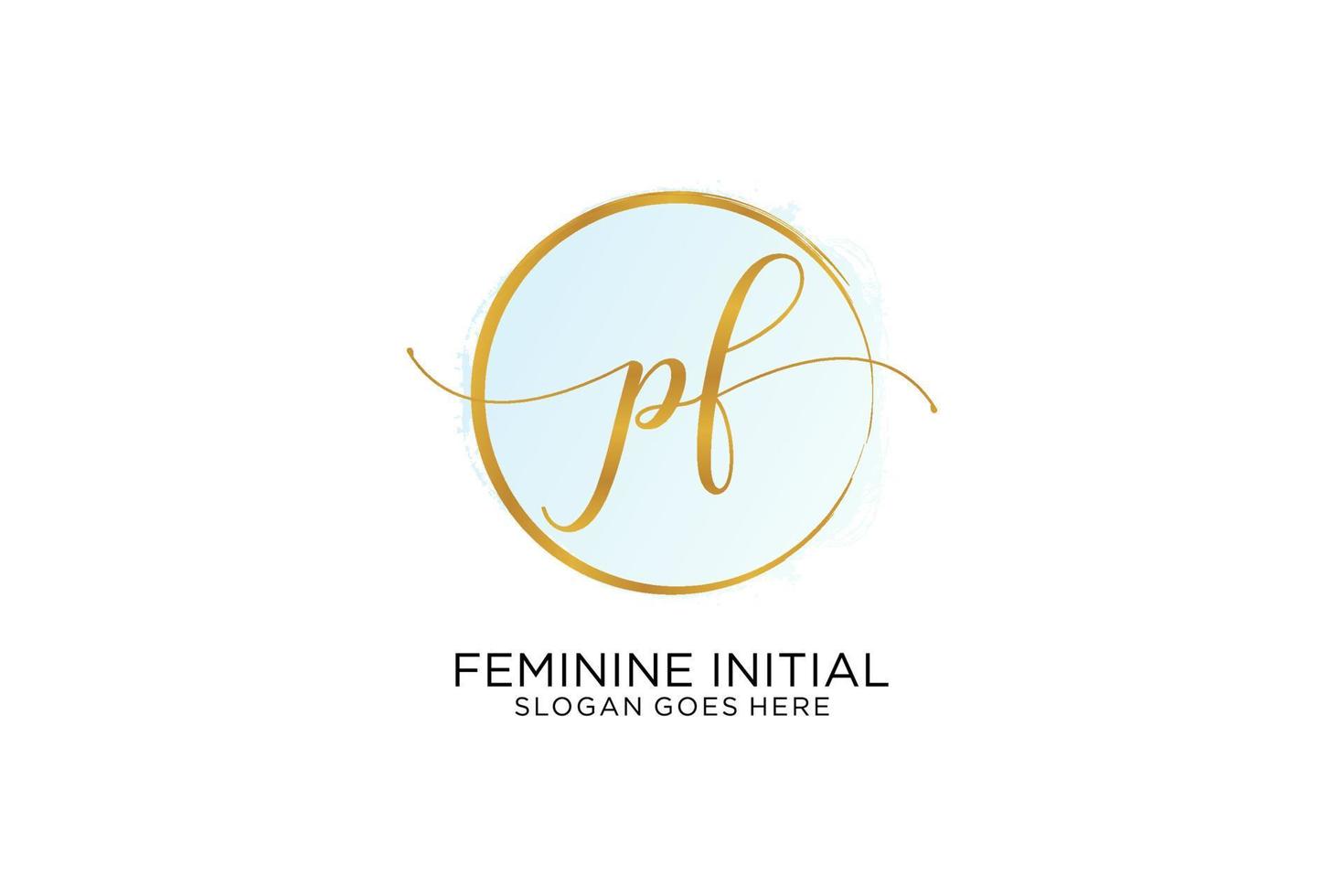 logo d'écriture initiale pf avec signature vectorielle de modèle de cercle, mariage, mode, floral et botanique avec modèle créatif. vecteur