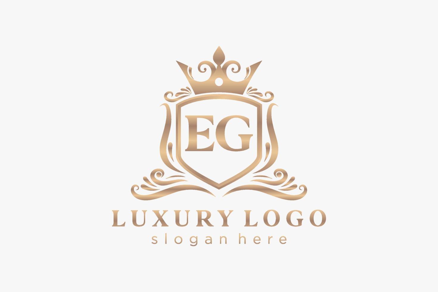 modèle de logo de luxe royal lettre initiale par exemple dans l'art vectoriel pour le restaurant, la royauté, la boutique, le café, l'hôtel, l'héraldique, les bijoux, la mode et d'autres illustrations vectorielles.