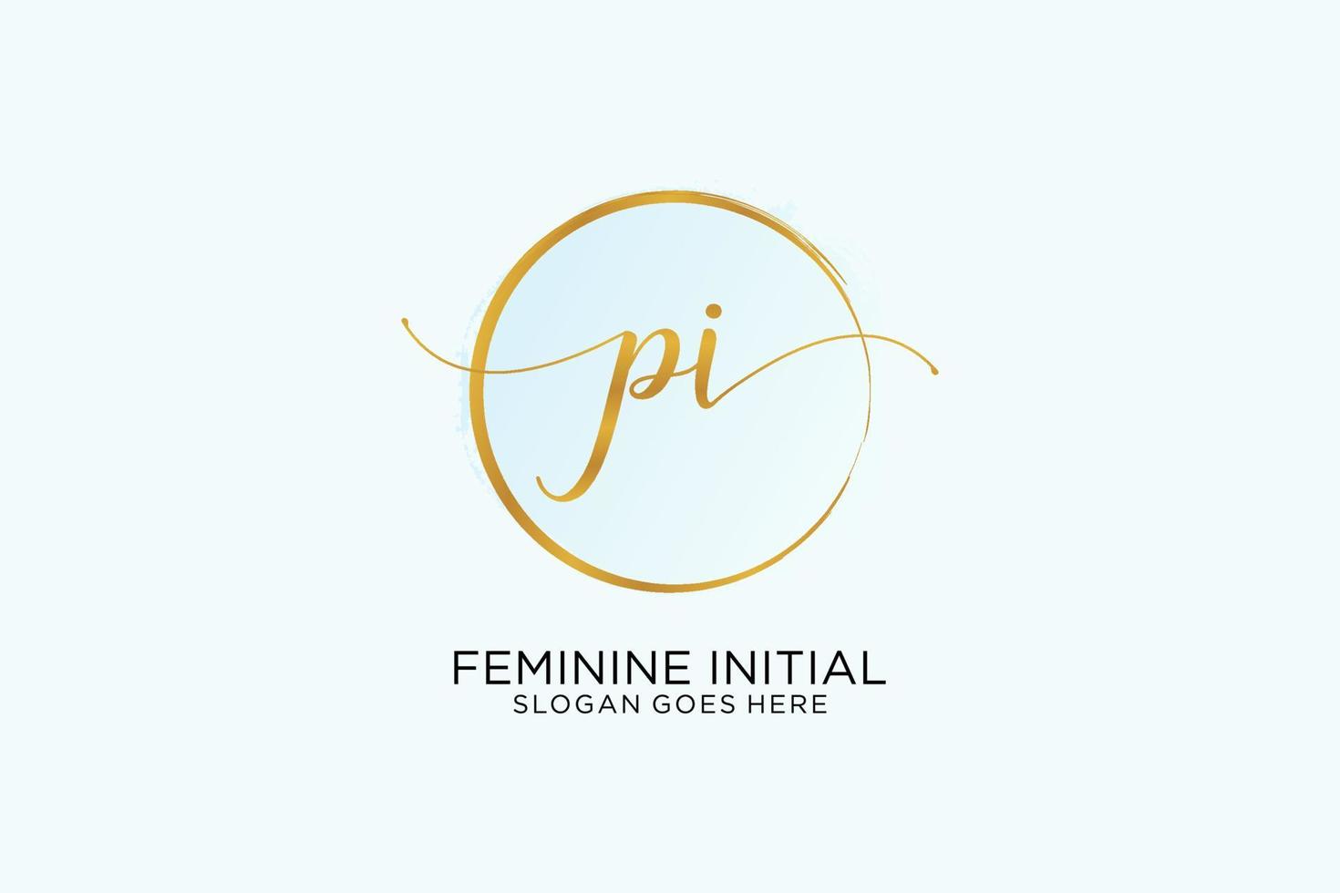 logo d'écriture pi initial avec signature vectorielle de modèle de cercle, mariage, mode, floral et botanique avec modèle créatif. vecteur