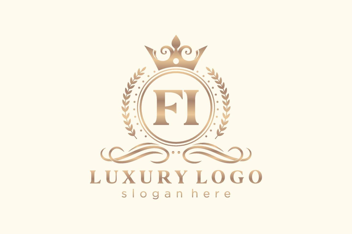 modèle de logo de luxe royal fi lettre initiale dans l'art vectoriel pour le restaurant, la royauté, la boutique, le café, l'hôtel, l'héraldique, les bijoux, la mode et d'autres illustrations vectorielles.