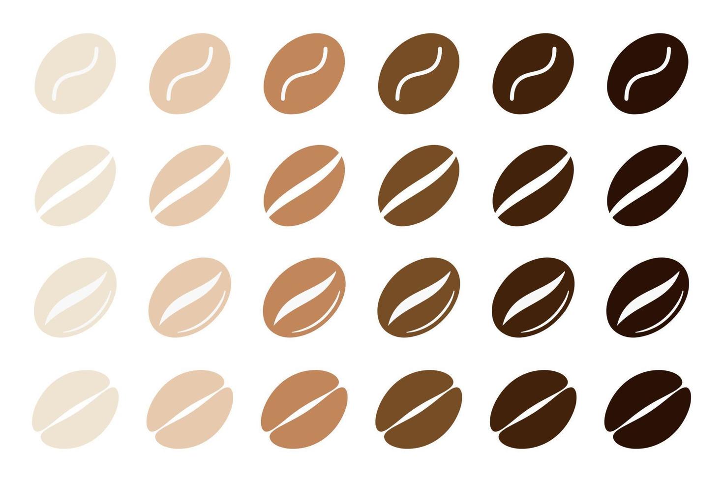 grains de café en plusieurs variétés. illustration de stock de vecteur. vecteur