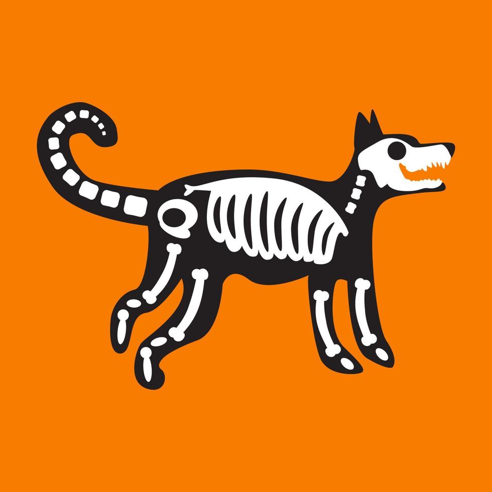 squelette de chien vecteur de décoration de vacances halloween