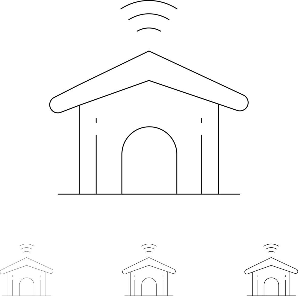 ensemble d'icônes de ligne noire audacieuse et fine de la technologie intelligente de la maison électronique vecteur