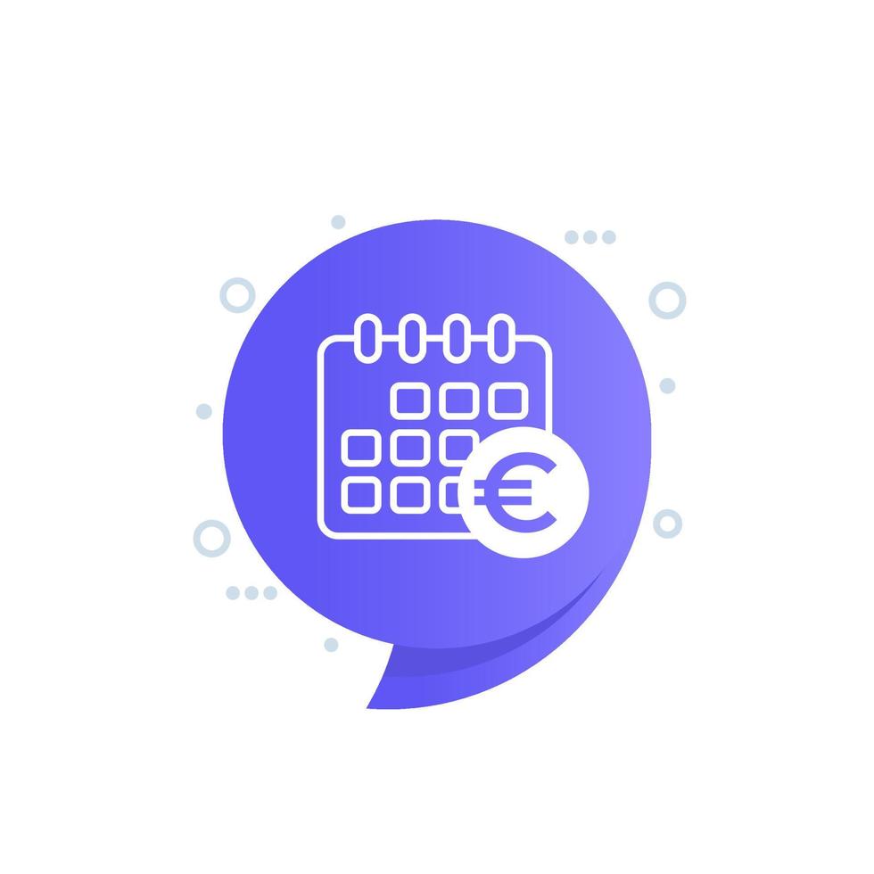 icône de calendrier de paiement avec euro vecteur