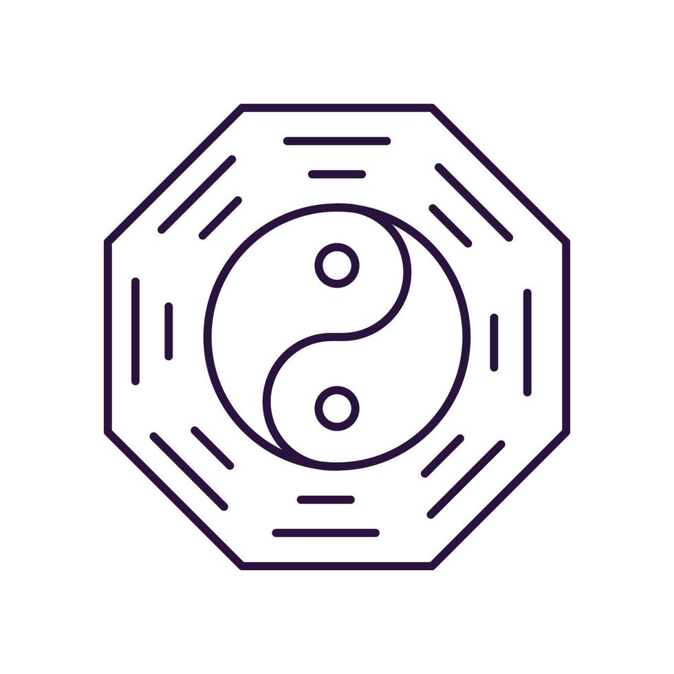 concept du nouvel an chinois. icône de ligne vectorielle de pièce de monnaie yin yang. trait modifiable dessiné avec une ligne fine. signe et symbole parfaits pour les magasins Internet, les magasins, les livres, les sites Web, les applications vecteur