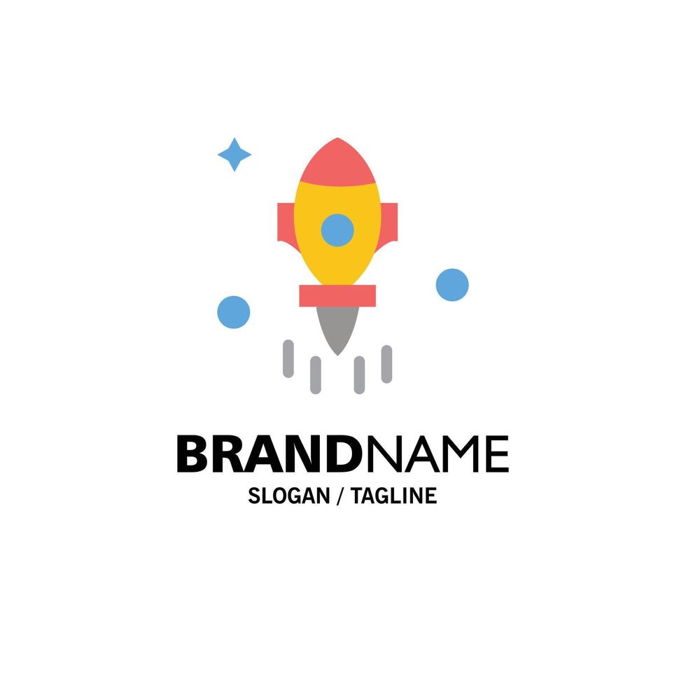 modèle de logo d'entreprise de mouche spatiale de fusée d'astronomie couleur plate vecteur