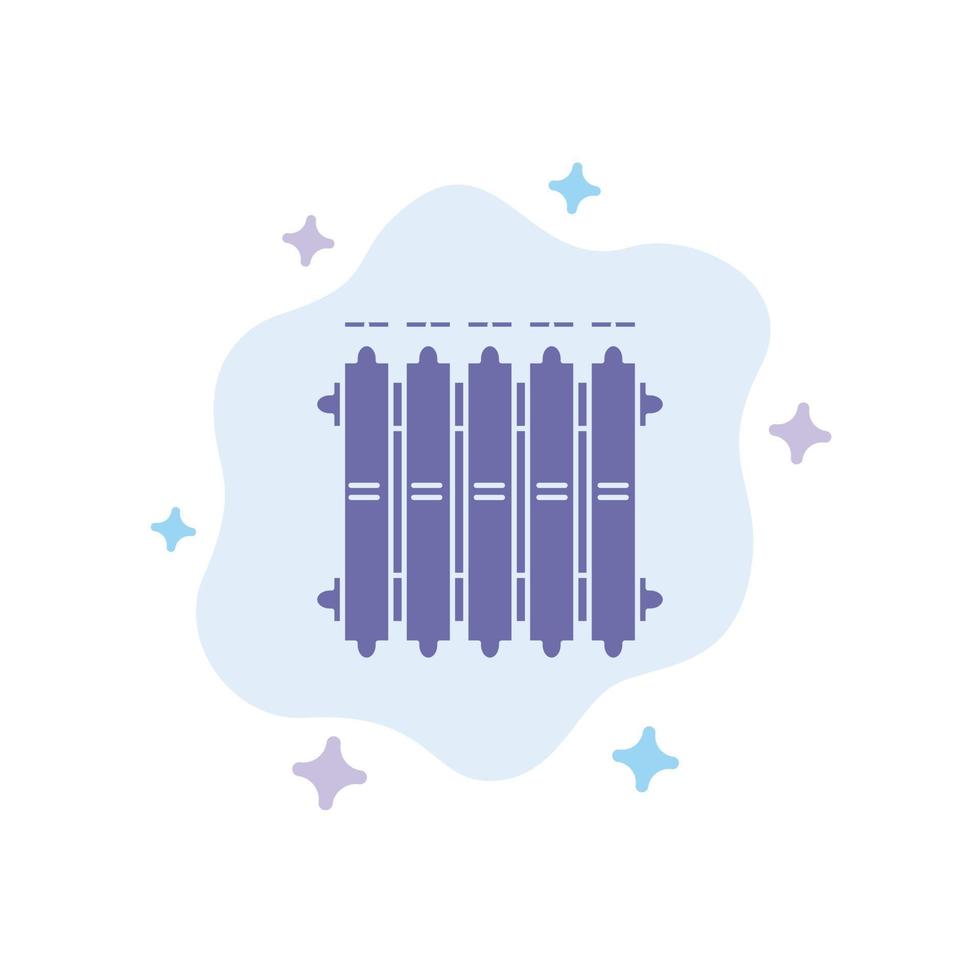 batterie de chauffage de radiateur chaleur chaude icône bleue sur fond de nuage abstrait vecteur