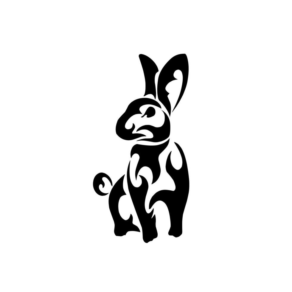 illustration graphique vectoriel de lapin de tatouage d'art tribal