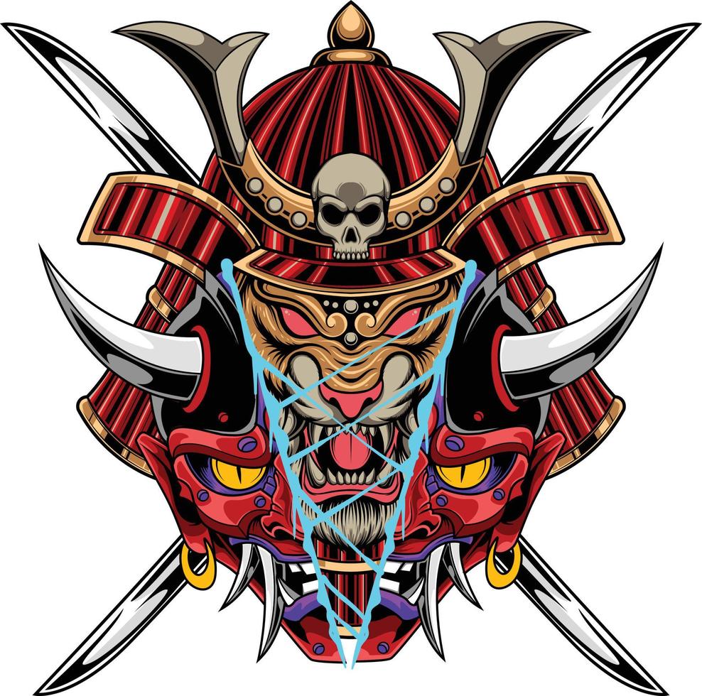 illustration vectorielle de samouraï tigre japonais vecteur