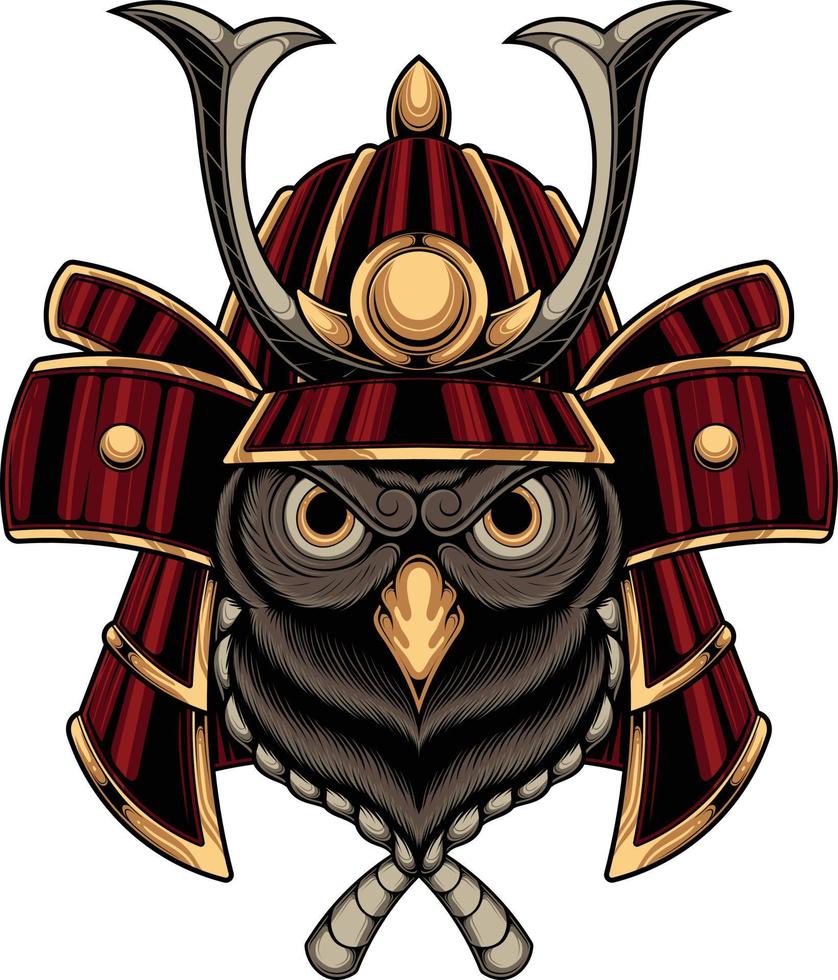 illustration vectorielle de hibou samouraï vecteur