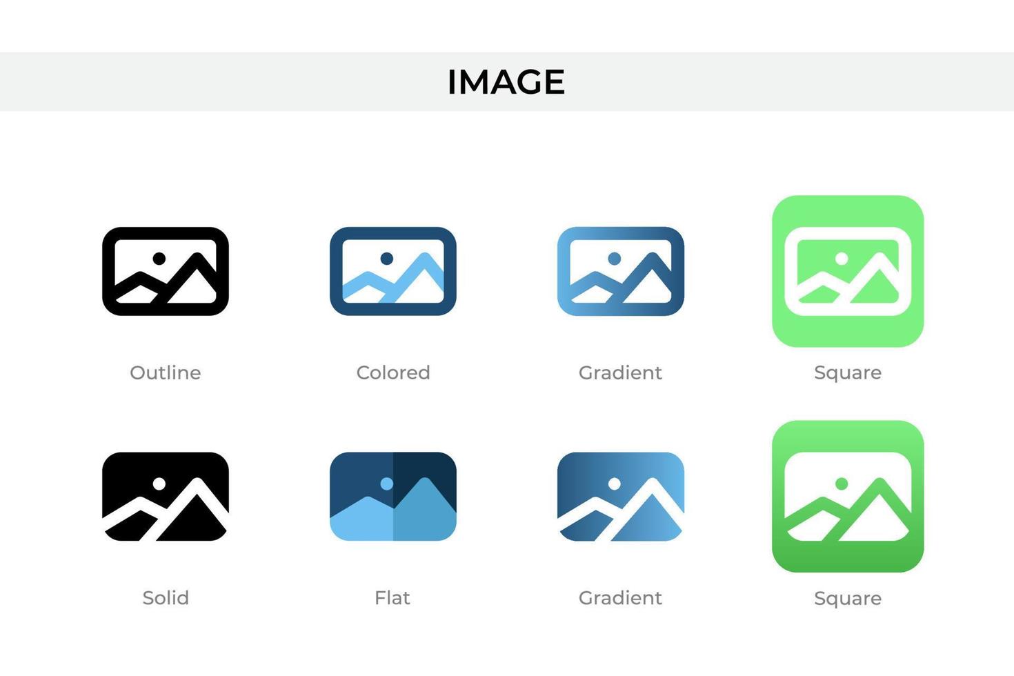 icône d'image dans un style différent. icônes vectorielles d'image conçues dans un style contour, solide, coloré, dégradé et plat. symbole, illustration de logo. illustration vectorielle vecteur