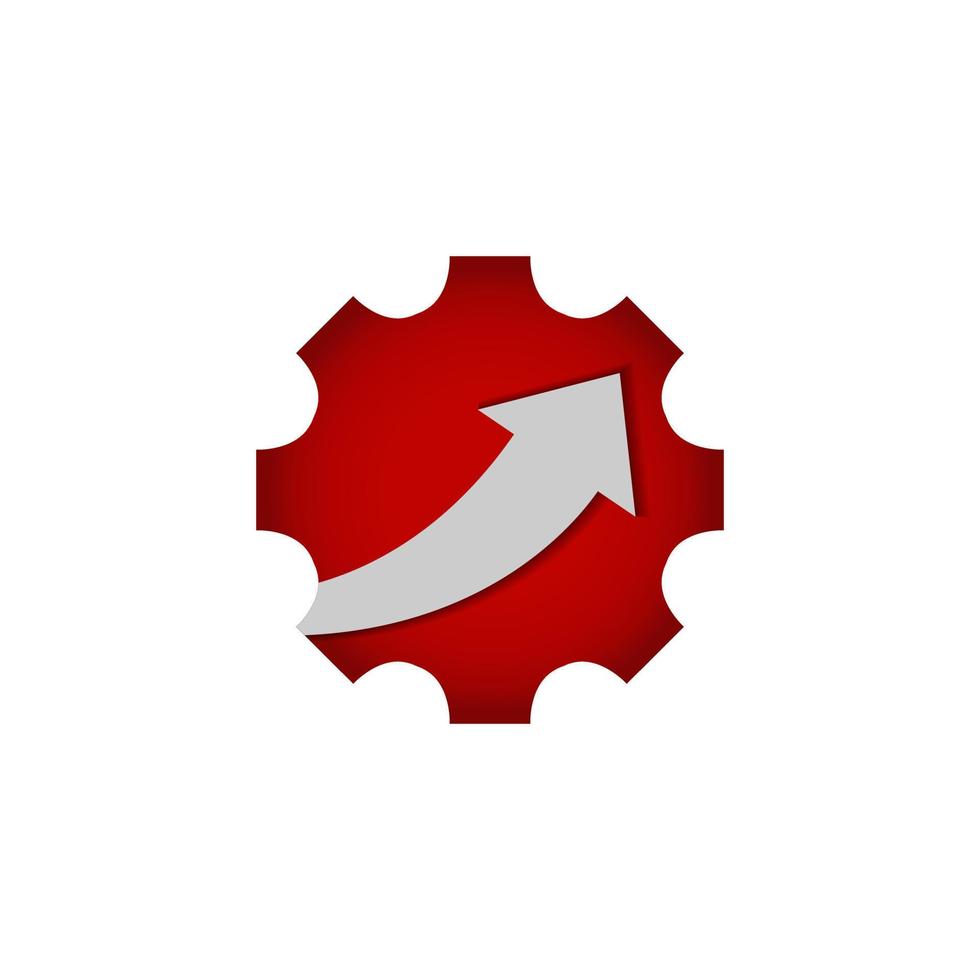 business finance logo graphique barre flèche à l'intérieur du vecteur de conception d'engrenage à crémaillère