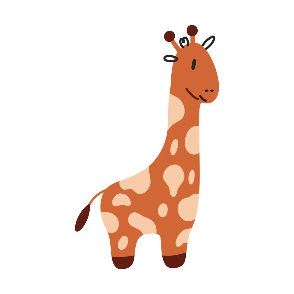 peluche bohème girafe. Élément de décor neutre scandinave pour chambre de bébé boho. clipart minimaliste de douche de bébé pour nouveau-né vecteur