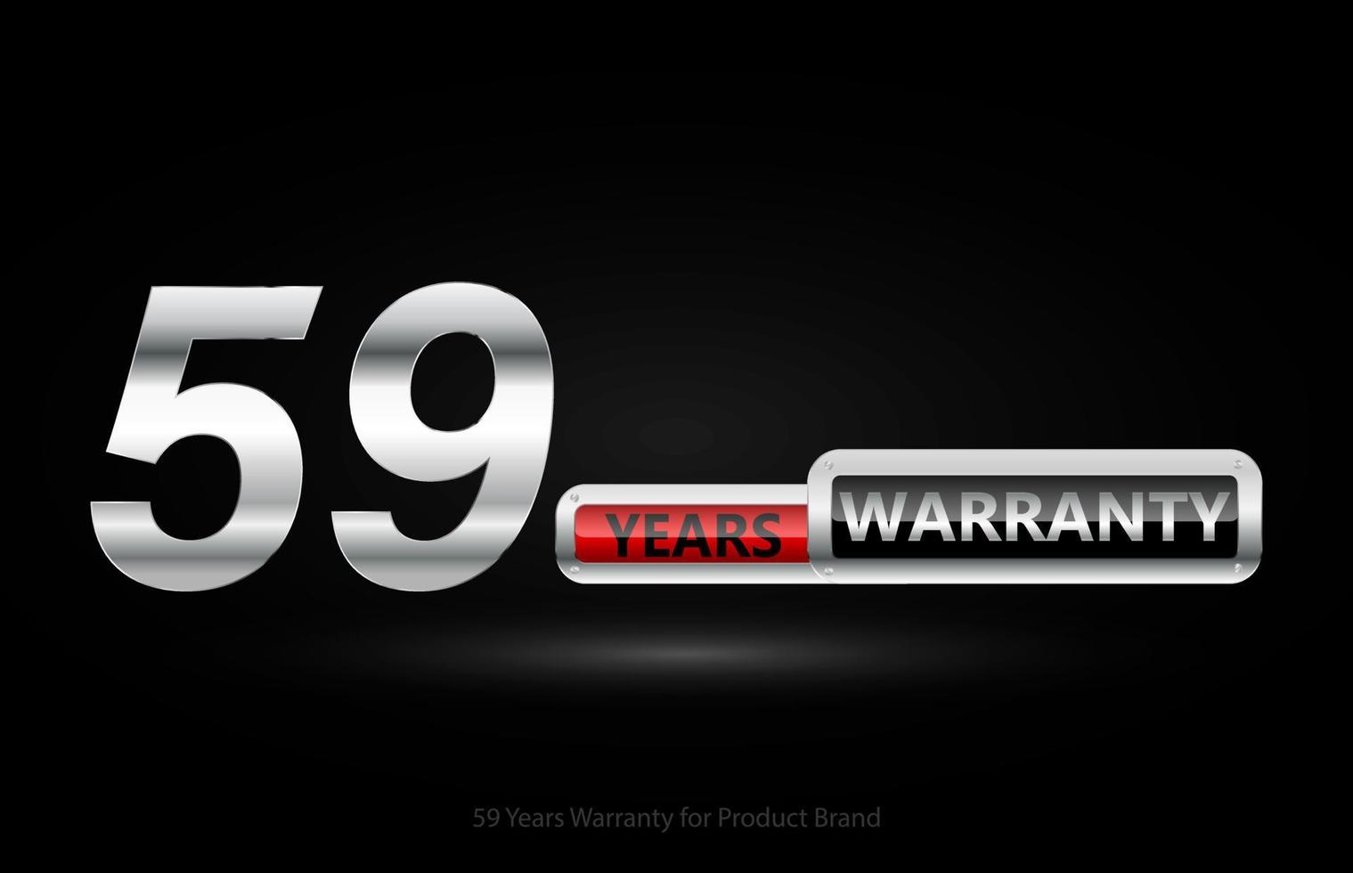 59 ans de garantie logo argenté isolé sur fond noir, conception vectorielle pour la garantie du produit, la garantie, le service, l'entreprise et votre entreprise. vecteur
