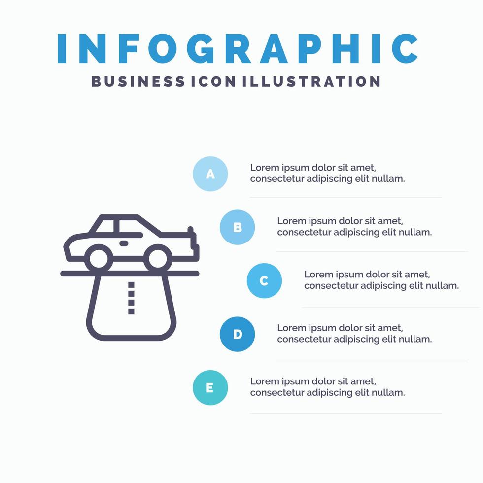 icône de ligne de confort de tapis de voiture d'autorité d'avantage avec le fond d'infographie de présentation de 5 étapes vecteur