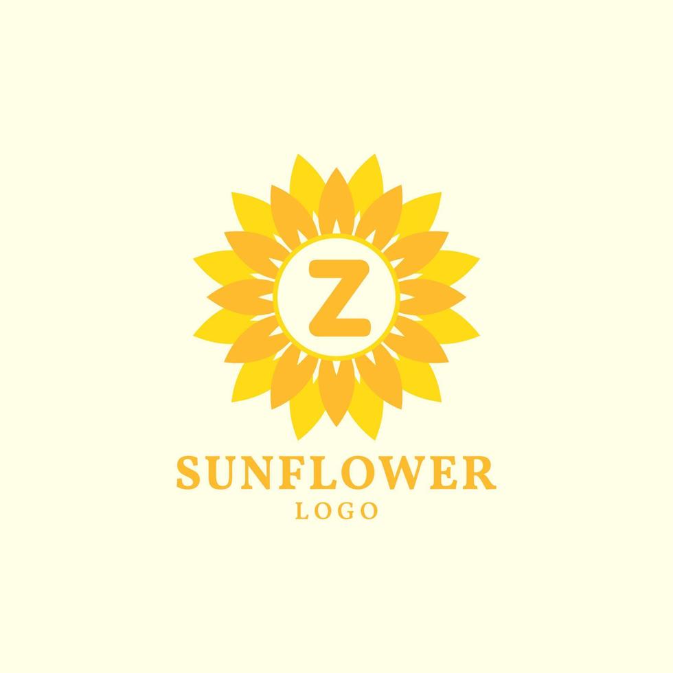 lettre z tournesol création de logo vectoriel chaleureux et charmant