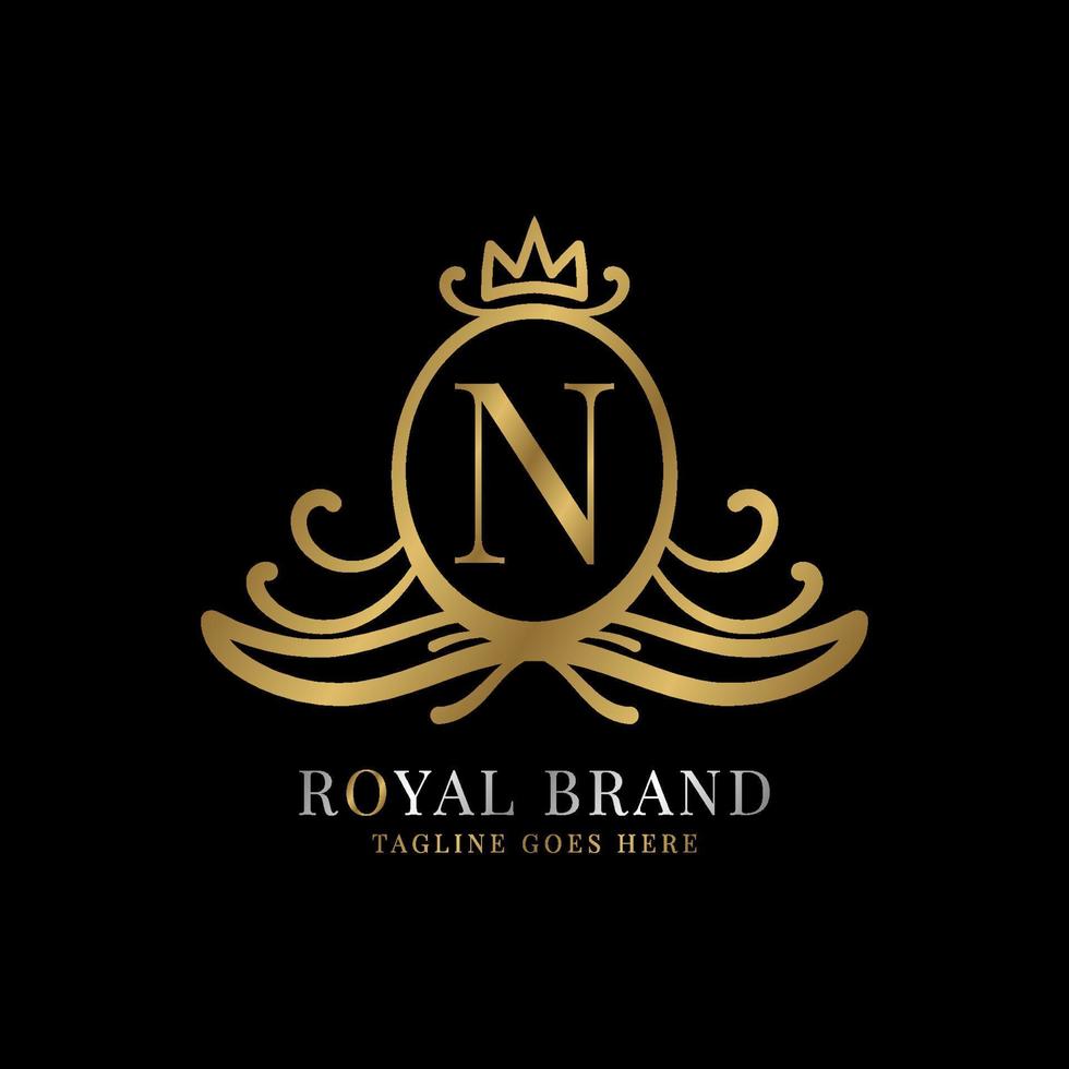 création de logo vectoriel lettre n royal crest pour marque vintage et initiale de soins de beauté