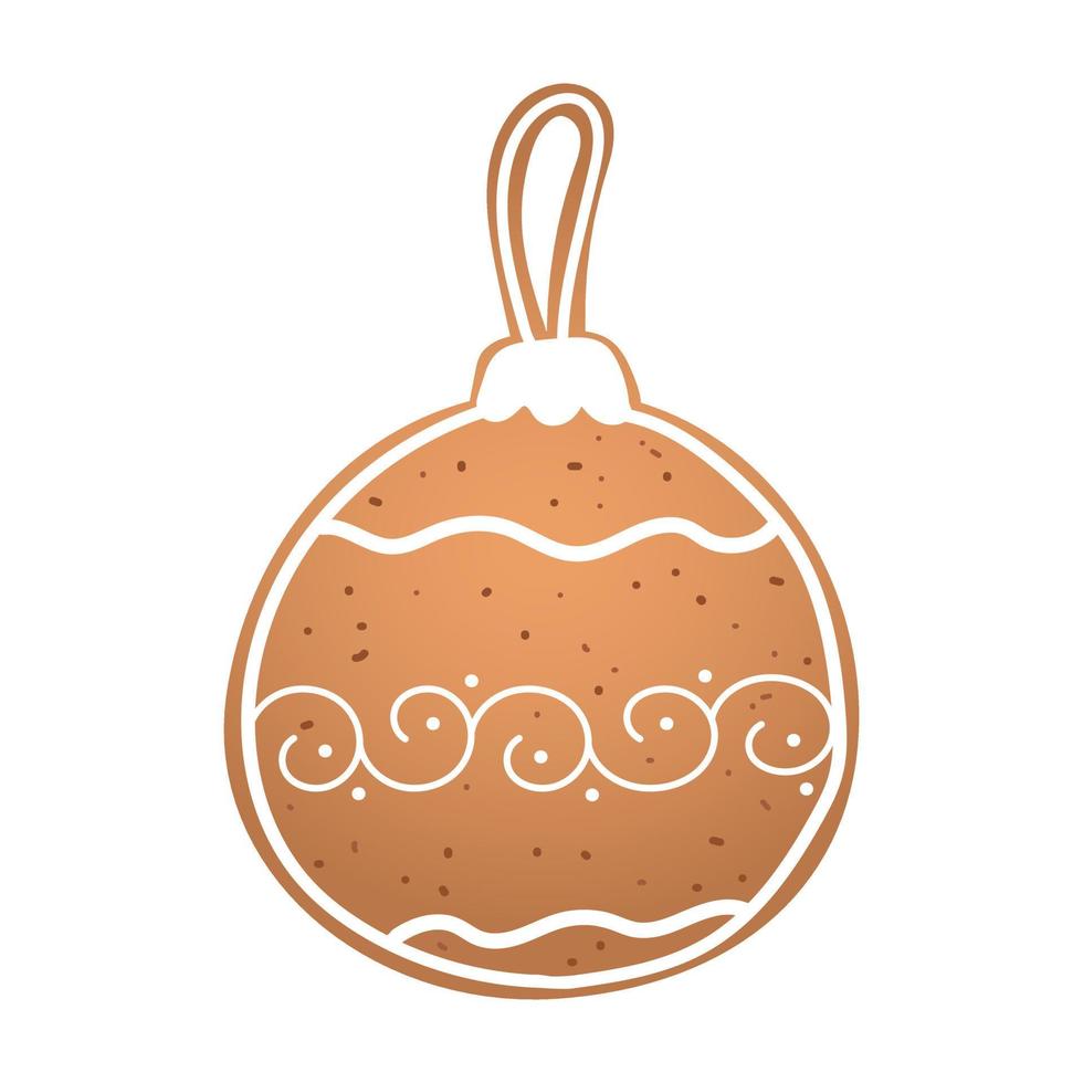 biscuit de pain d'épice de vacances en forme de jouet de noël avec glaçage blanc. illustration vectorielle dans un style plat vecteur