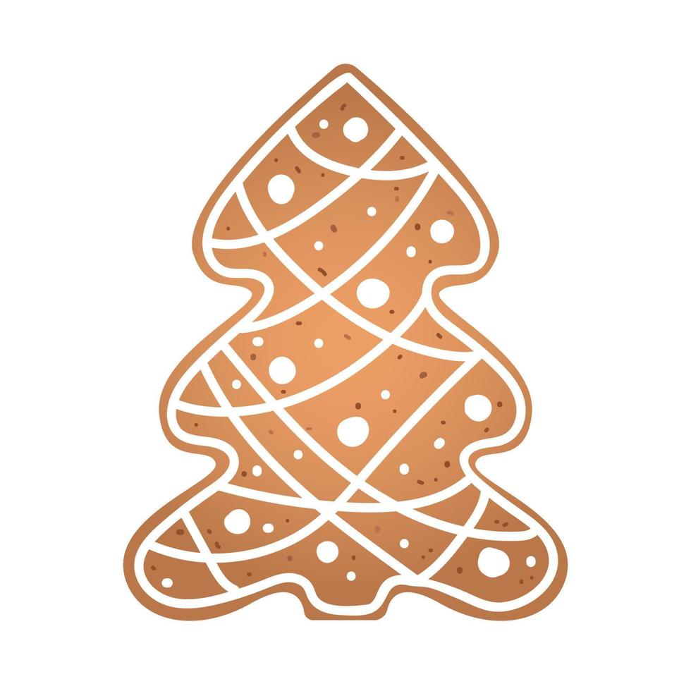 biscuit de pain d'épice de vacances en forme d'arbre de noël avec glaçage blanc. illustration vectorielle dans un style plat vecteur