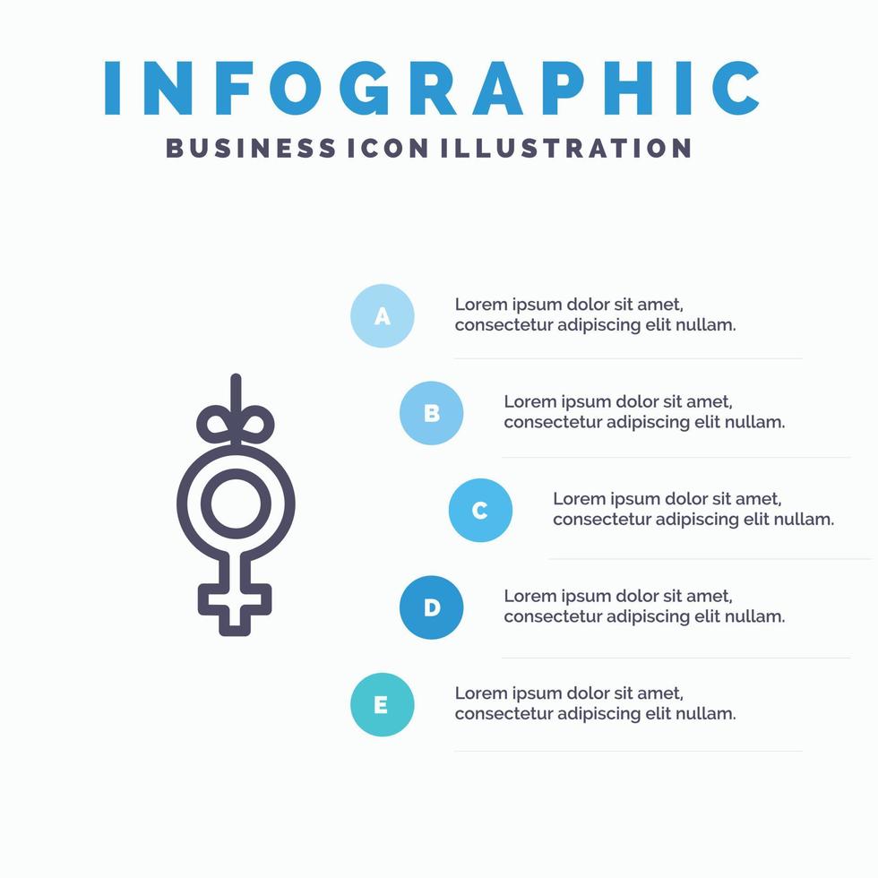 ruban de symbole de genre modèle d'infographie bleu modèle d'icône de ligne vectorielle en 5 étapes vecteur