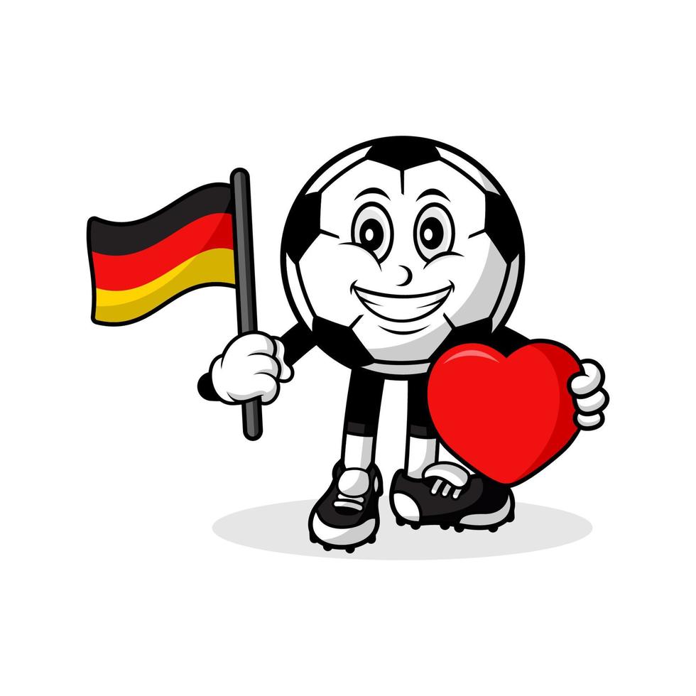 mascotte, dessin animé, football, amour, allemagne, drapeau, conception vecteur