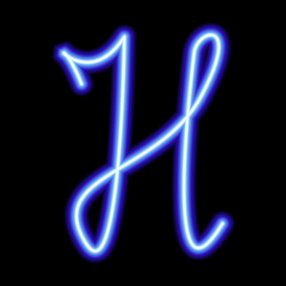 symbole bleu néon h sur fond noir vecteur