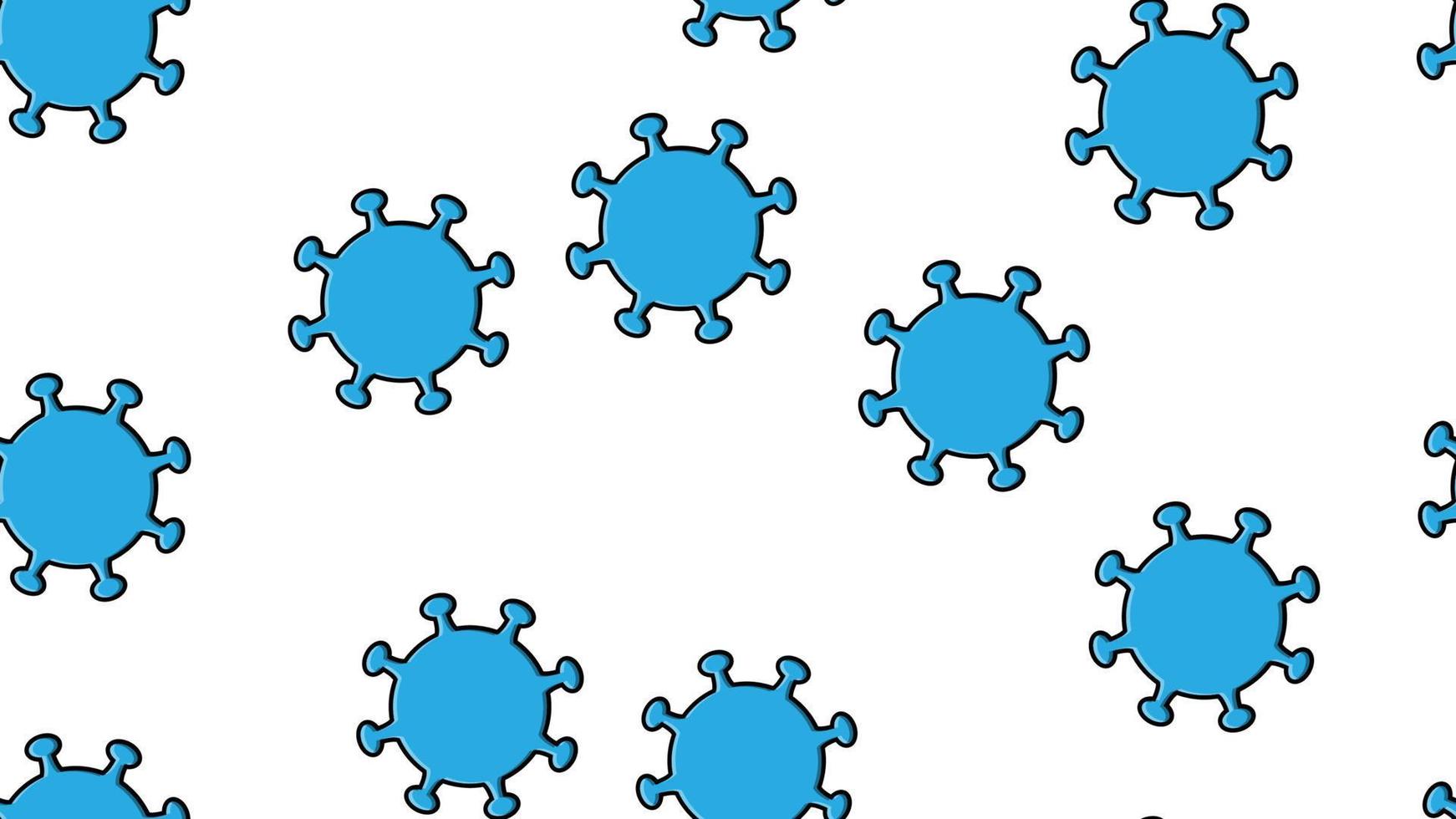 modèle harmonieux sans fin d'épidémie pandémique de coronavirus respiratoires mortels infectieux bleus dangereux, virus microbes covid-19 provoquant une pneumonie sur fond blanc vecteur