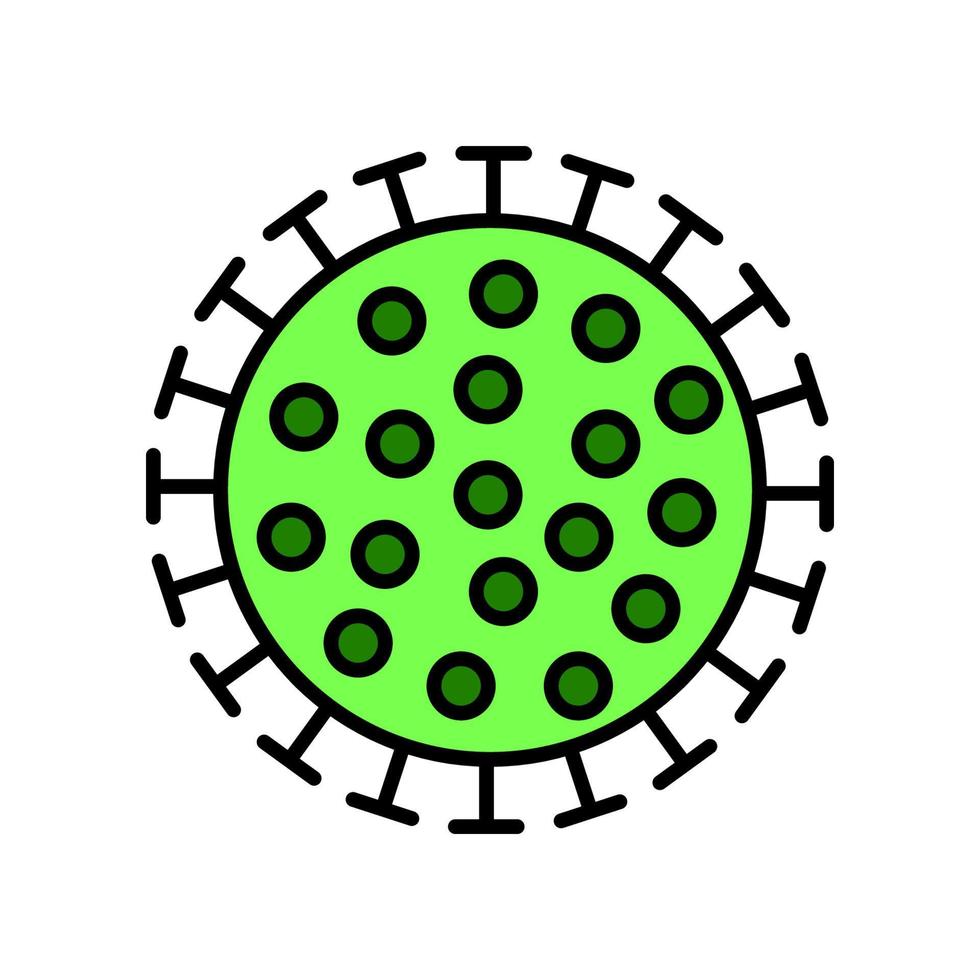 icône verte du microbe du virus médical chinois souche mortelle dangereuse covid 019 épidémie de coronavirus maladie pandémique. illustration vectorielle isolée sur fond blanc vecteur