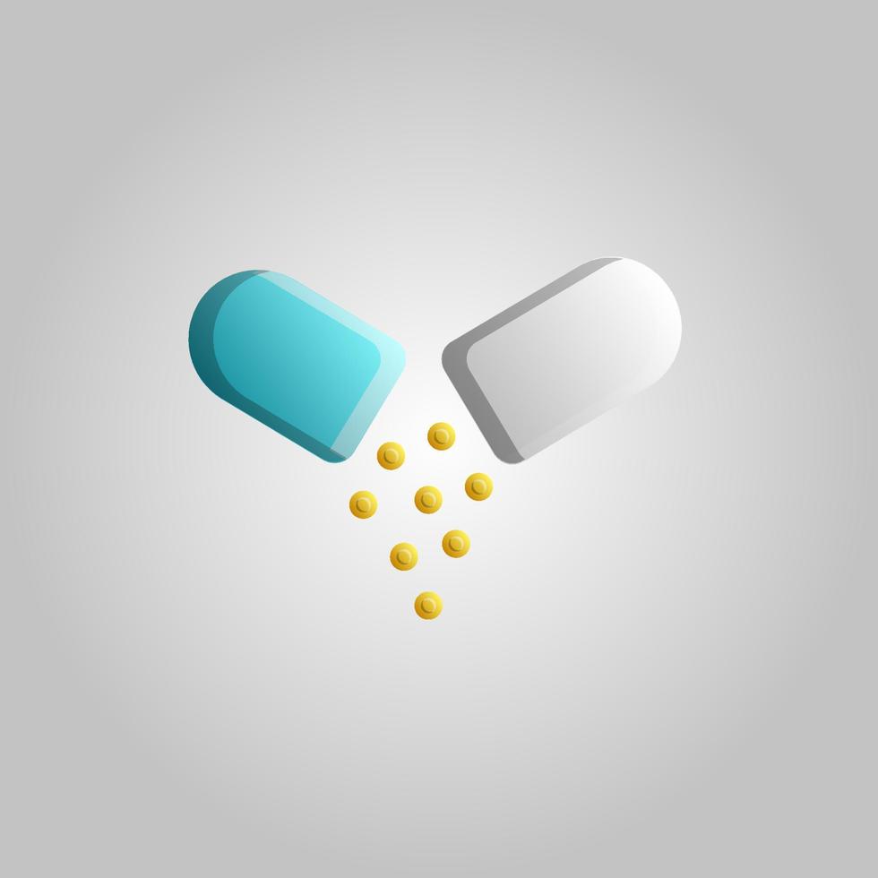 belles pilules capsule icône médicale avec des médicaments pour le traitement des maladies sur un fond blanc vecteur