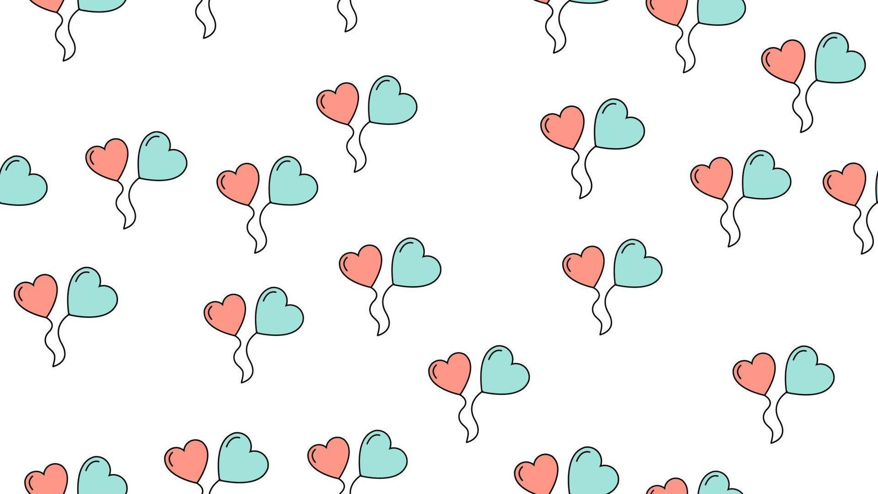 texture transparente motif de ballons plats en forme de coeurs, objets d'amour pour la fête de l'amour saint valentin le 14 février ou le 8 mars sur fond blanc. illustration vectorielle vecteur