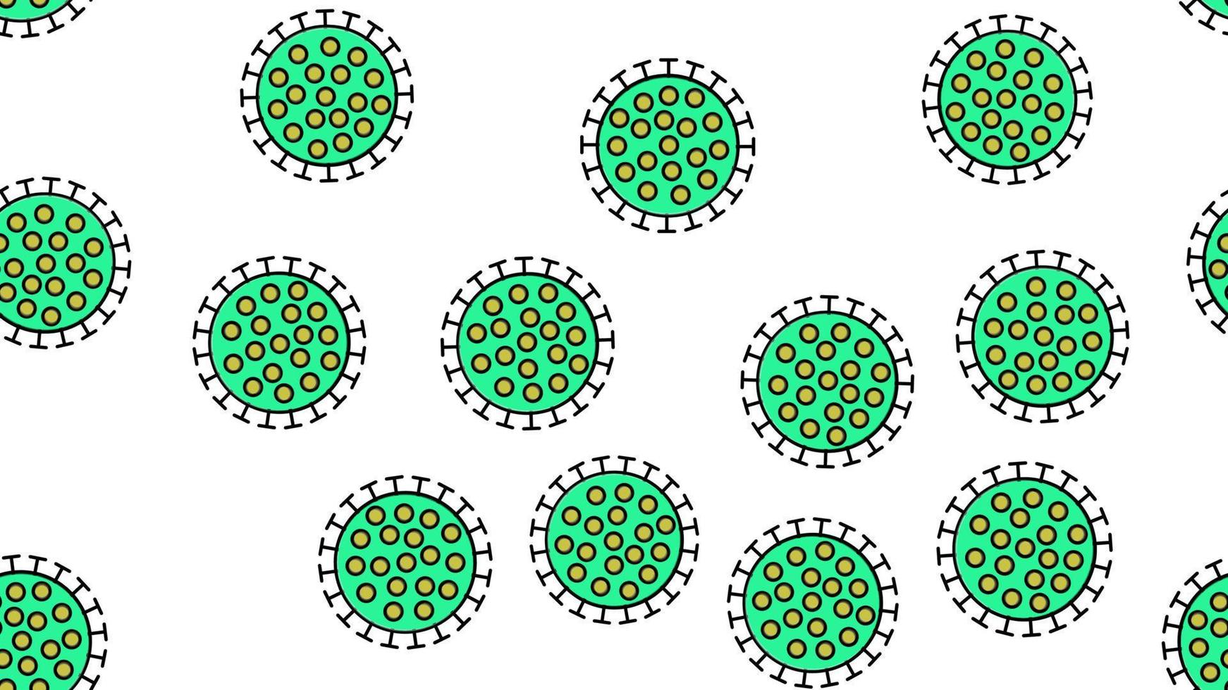 modèle harmonieux sans fin d'épidémie de pandémie de coronavirus respiratoires mortels infectieux verts dangereux, virus microbes covid-19 provoquant une pneumonie sur fond blanc vecteur