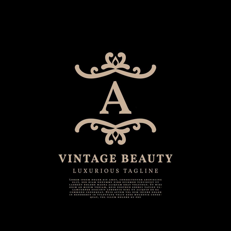 lettre une création de logo vectoriel vintage de luxe à crête simple pour les soins de beauté, les médias de style de vie et la marque de mode