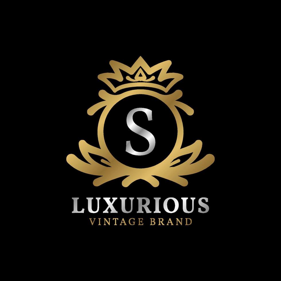 lettre s avec crête de luxe couronne pour soins de beauté, salon, spa, création de logo vectoriel de mode