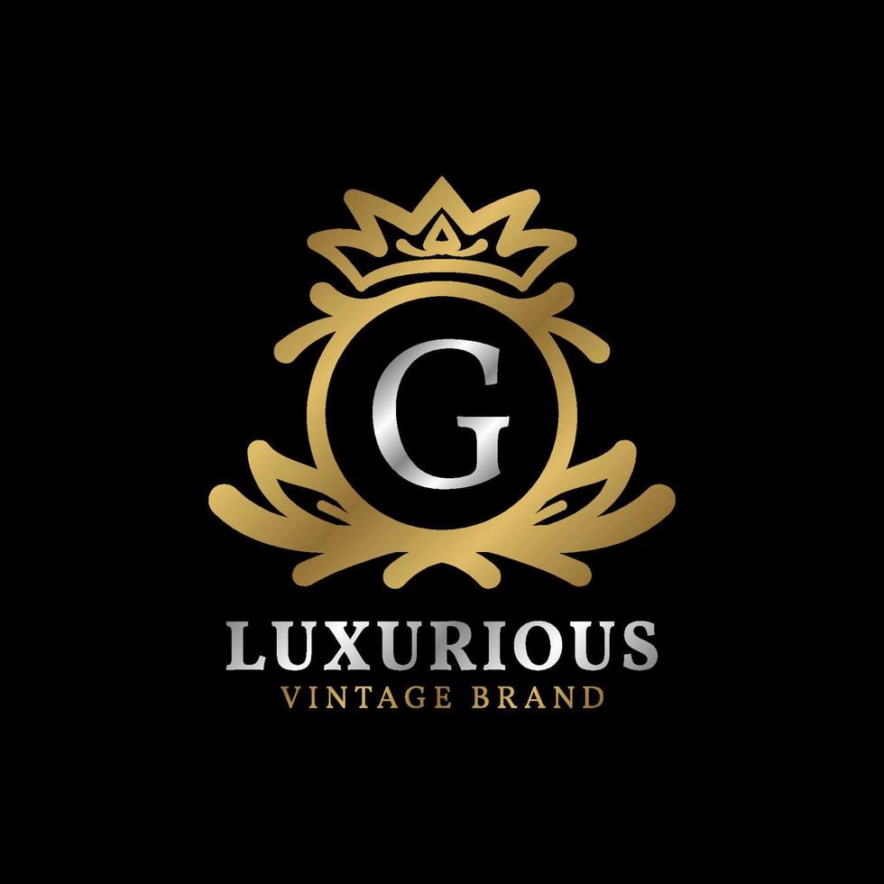 lettre g avec crête de luxe couronne pour soins de beauté, salon, spa, création de logo vectoriel de mode