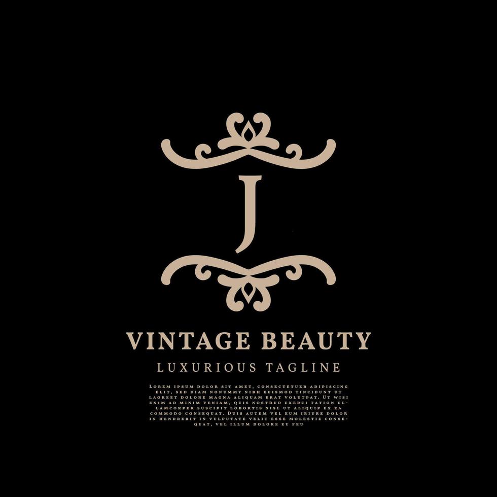 lettre j création de logo vectoriel vintage de luxe à crête simple pour les soins de beauté, les médias de style de vie et la marque de mode