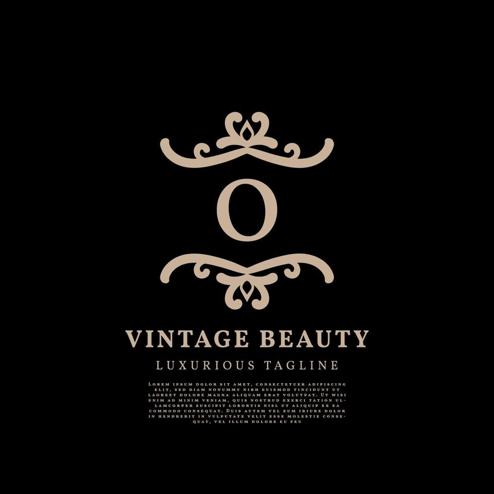lettre o création de logo vectoriel vintage de luxe à crête simple pour les soins de beauté, les médias de style de vie et la marque de mode