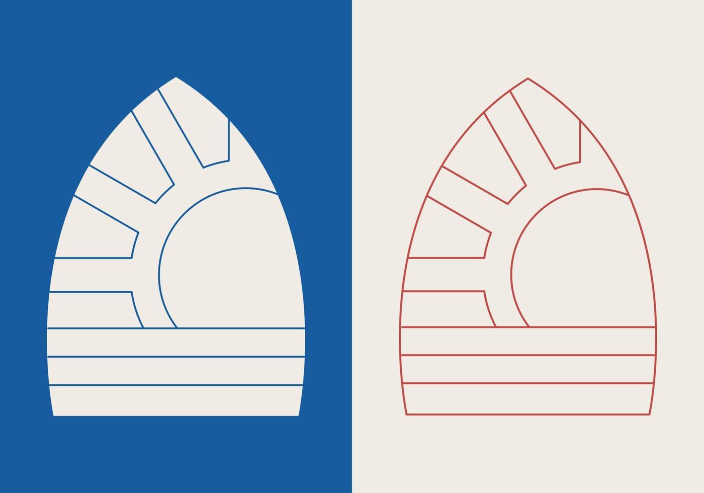 bordure de cadre abstrait avec modèle de logo vague et soleil vecteur