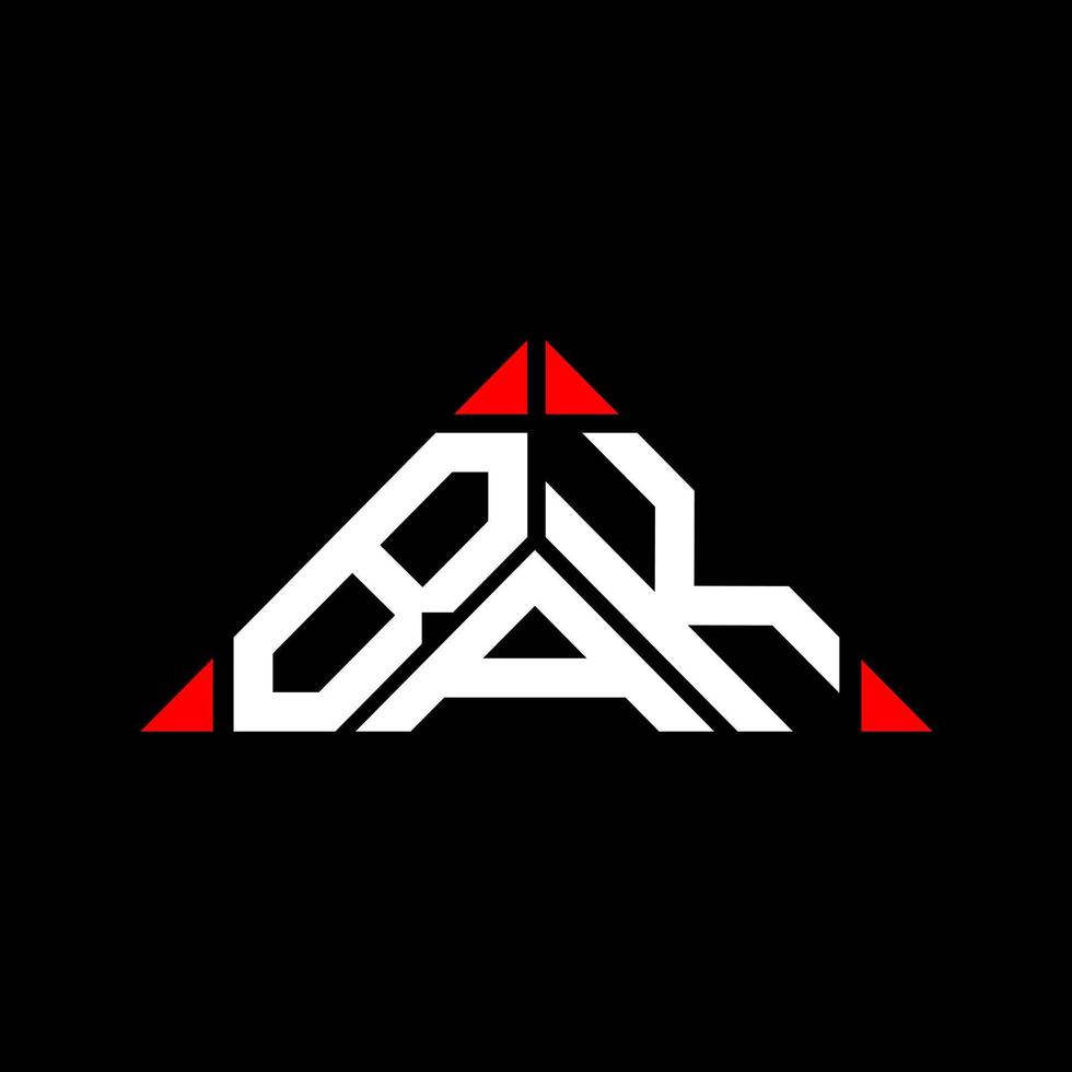 bak letter logo design créatif avec graphique vectoriel, bak logo simple et moderne en forme de triangle. vecteur