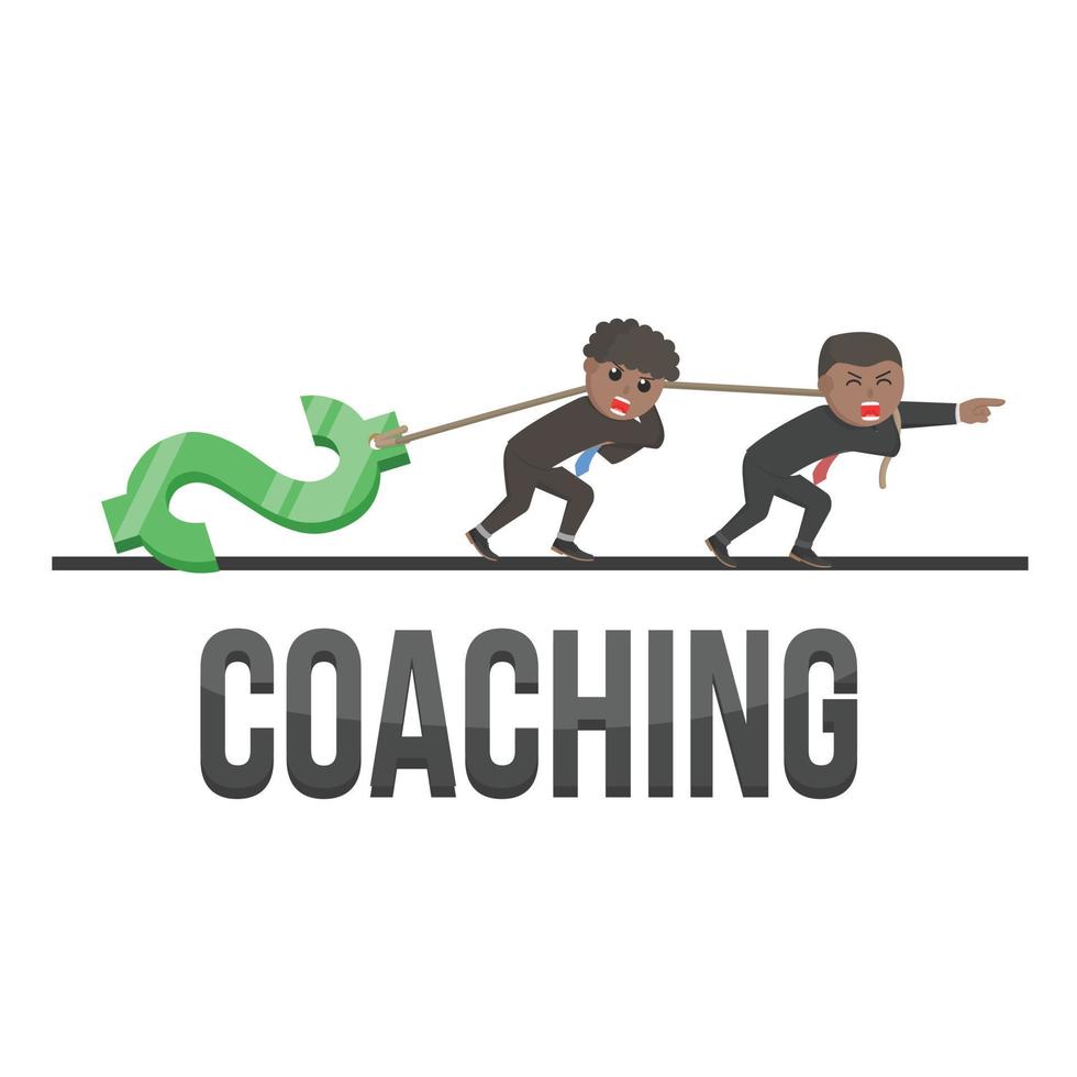 personnage de conception de coaching africain d'affaires avec texte vecteur