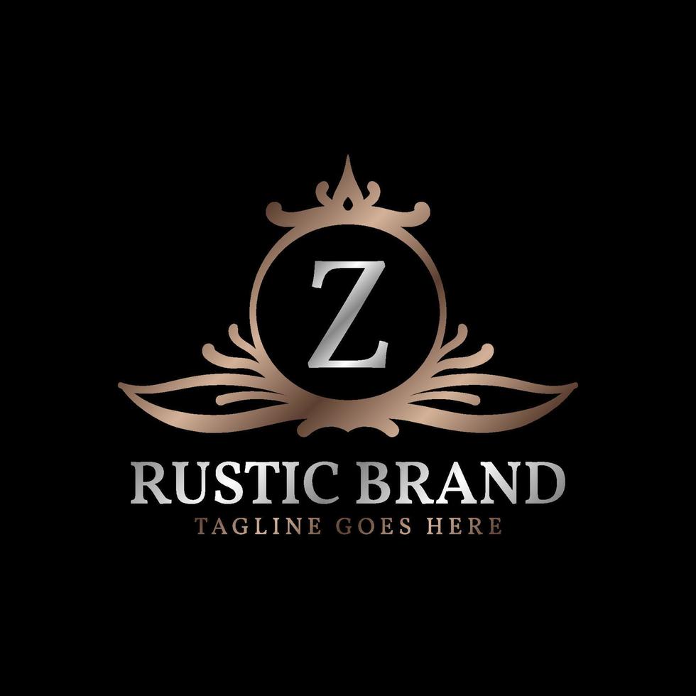 lettre z insigne de logo de crête rustique luxueux pour les soins de beauté, l'organisateur de mariage, l'hôtel et le chalet vecteur