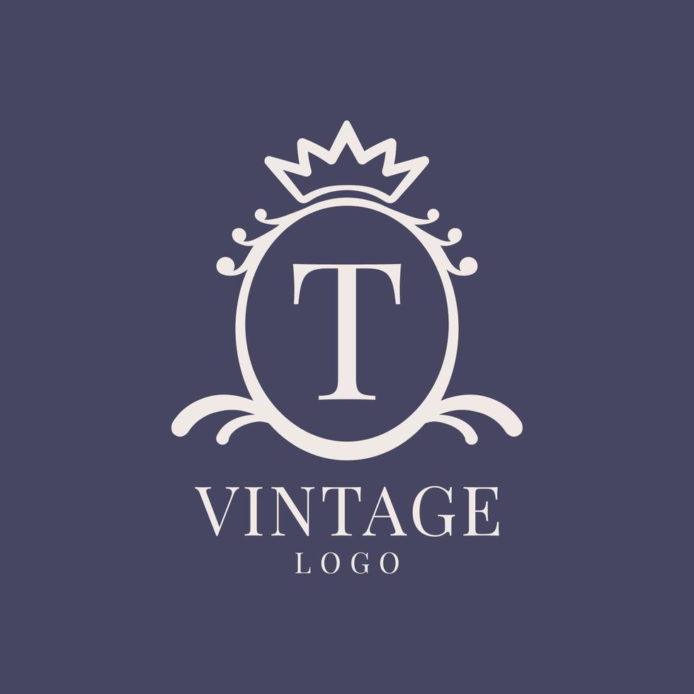 création de logo vintage lettre t pour produit de beauté classique, marque rustique, mariage, spa, salon, hôtel vecteur